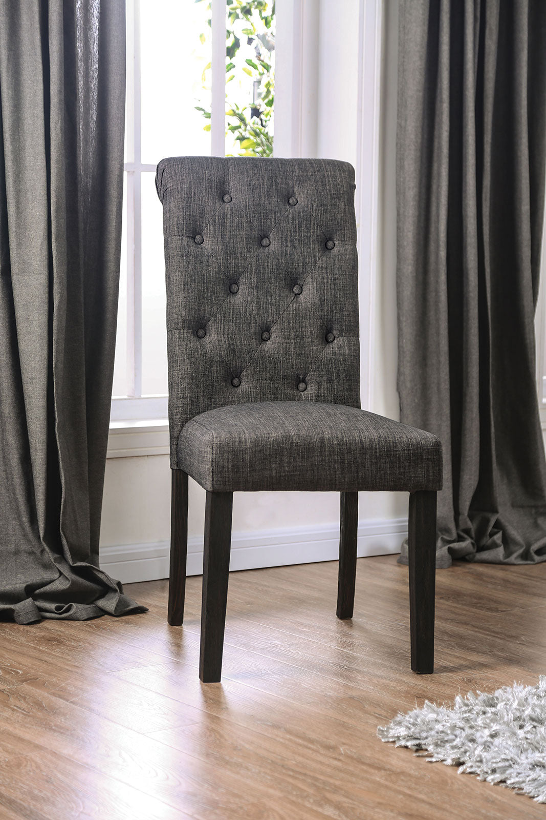 Alfred Antique Black/Gray Side Chair (2/Ctn) from Furniture of America - Luna Furniture