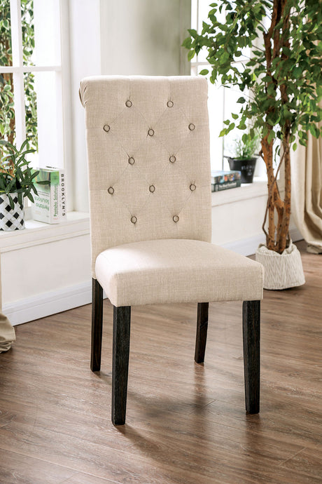 Alfred Antique Black/Ivory Side Chair (2/Ctn) from Furniture of America - Luna Furniture