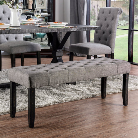 Alfred Antique Black/Light Gray Bench from Furniture of America - Luna Furniture