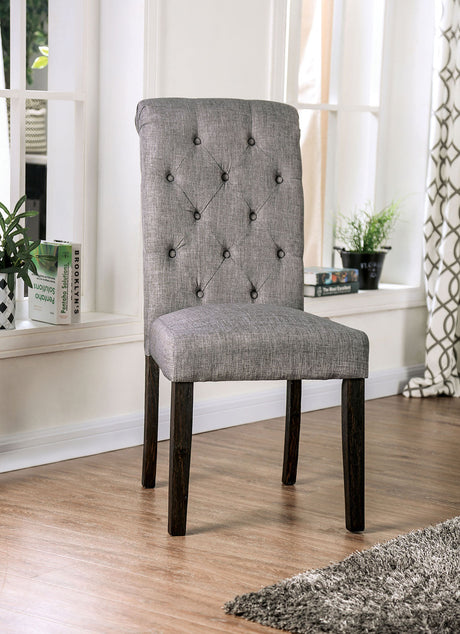 Alfred Antique Black/Light Gray Side Chair (2/Ctn) from Furniture of America - Luna Furniture