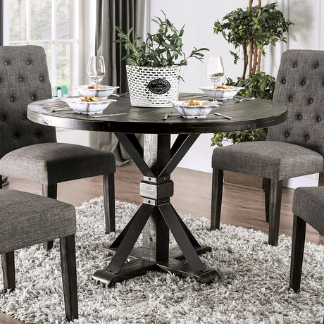 Alfred Antique Black/Ivory Round Table from Furniture of America - Luna Furniture