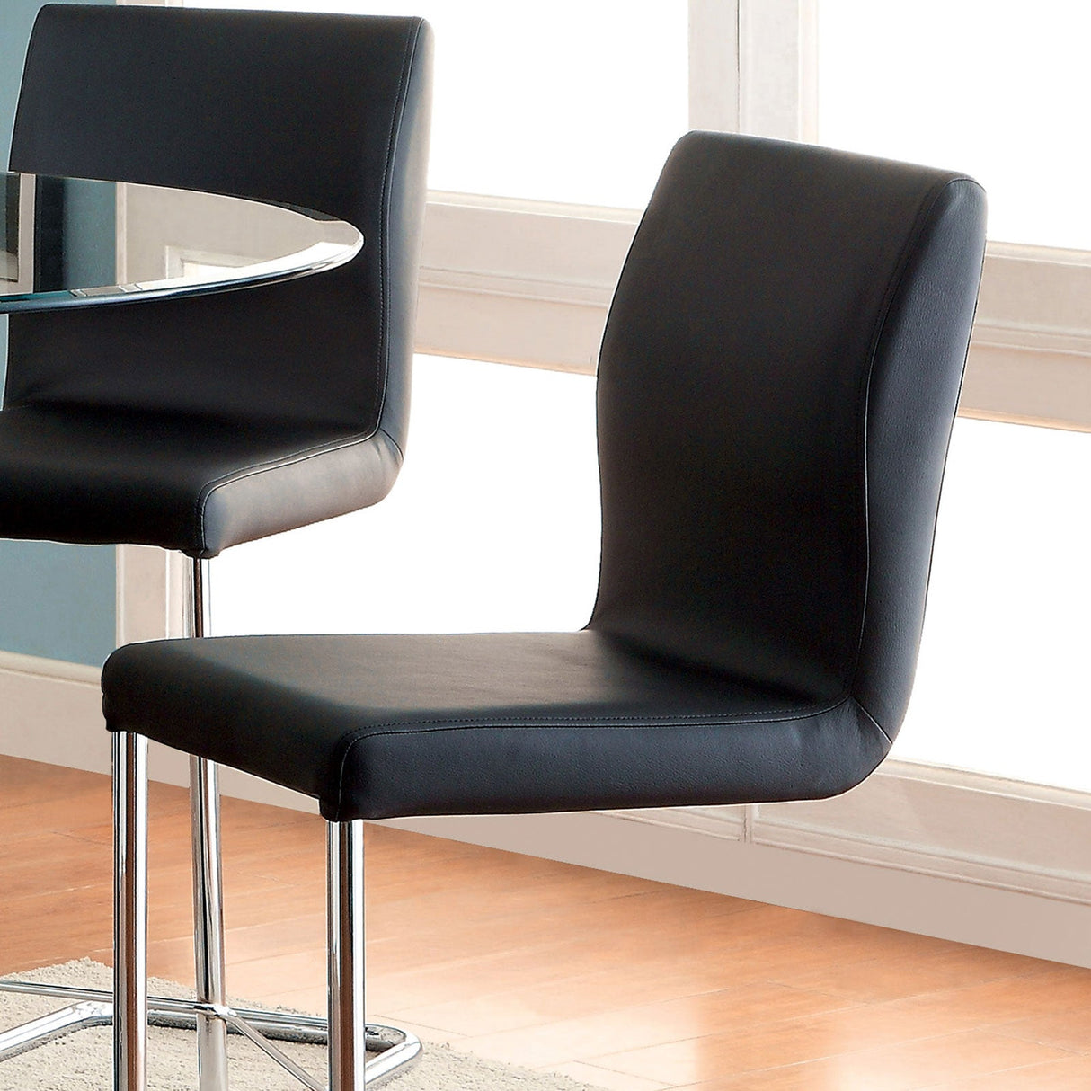 Lodia Black/Chrome Counter Ht. Chair from Furniture of America - Luna Furniture