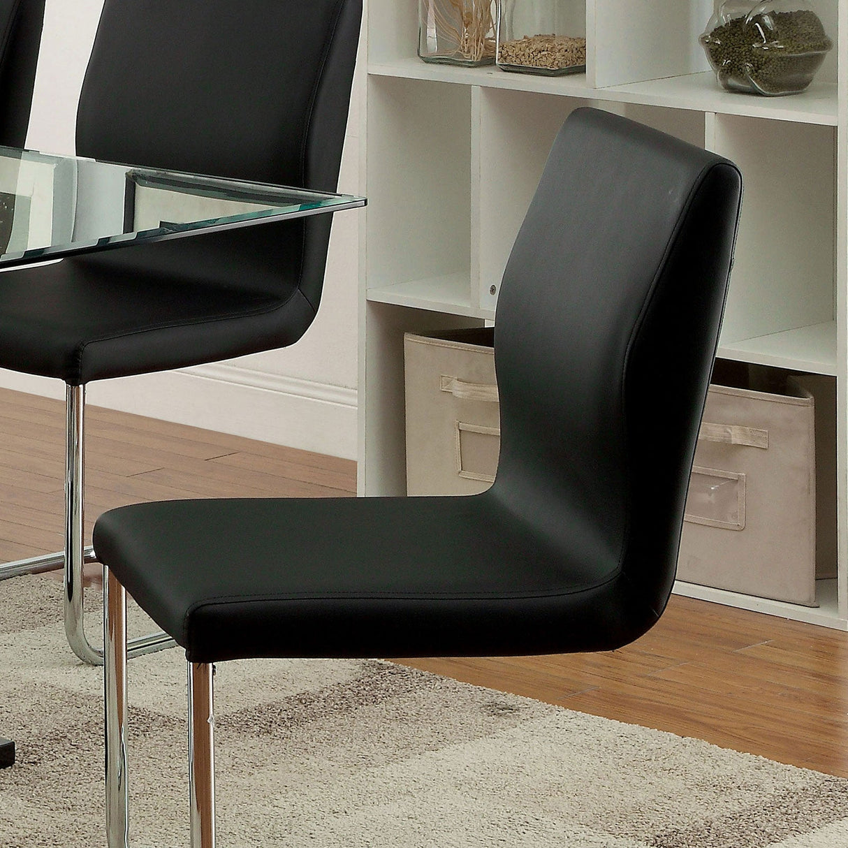 Lodia Black/Chrome Side Chair from Furniture of America - Luna Furniture