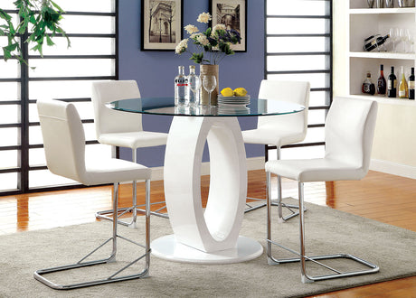 Lodia White Round Counter Ht. Table from Furniture of America - Luna Furniture