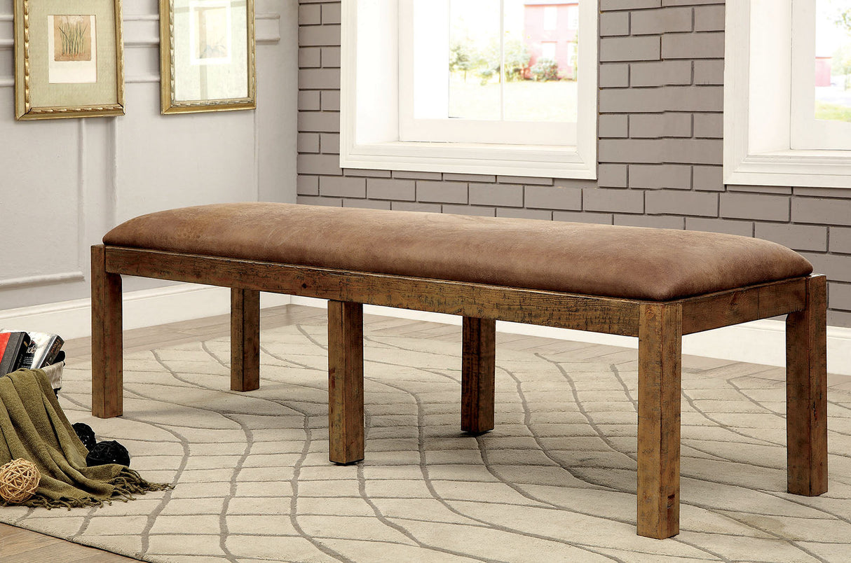 Gianna Rustic Oak/Brown Bench from Furniture of America - Luna Furniture