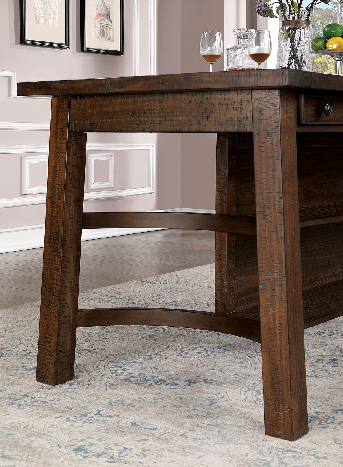 Fredonia Rustic Oak Counter Ht. Table from Furniture of America - Luna Furniture