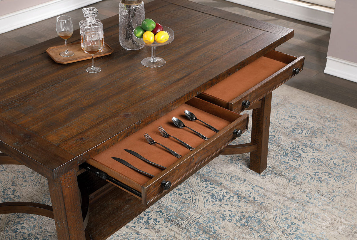 Fredonia Rustic Oak Counter Ht. Table from Furniture of America - Luna Furniture