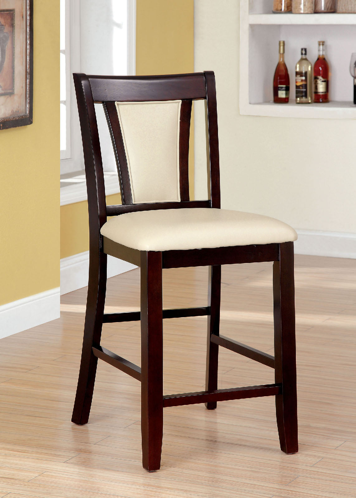 Brent Dark Cherry/Ivory Counter Ht. Chair from Furniture of America - Luna Furniture