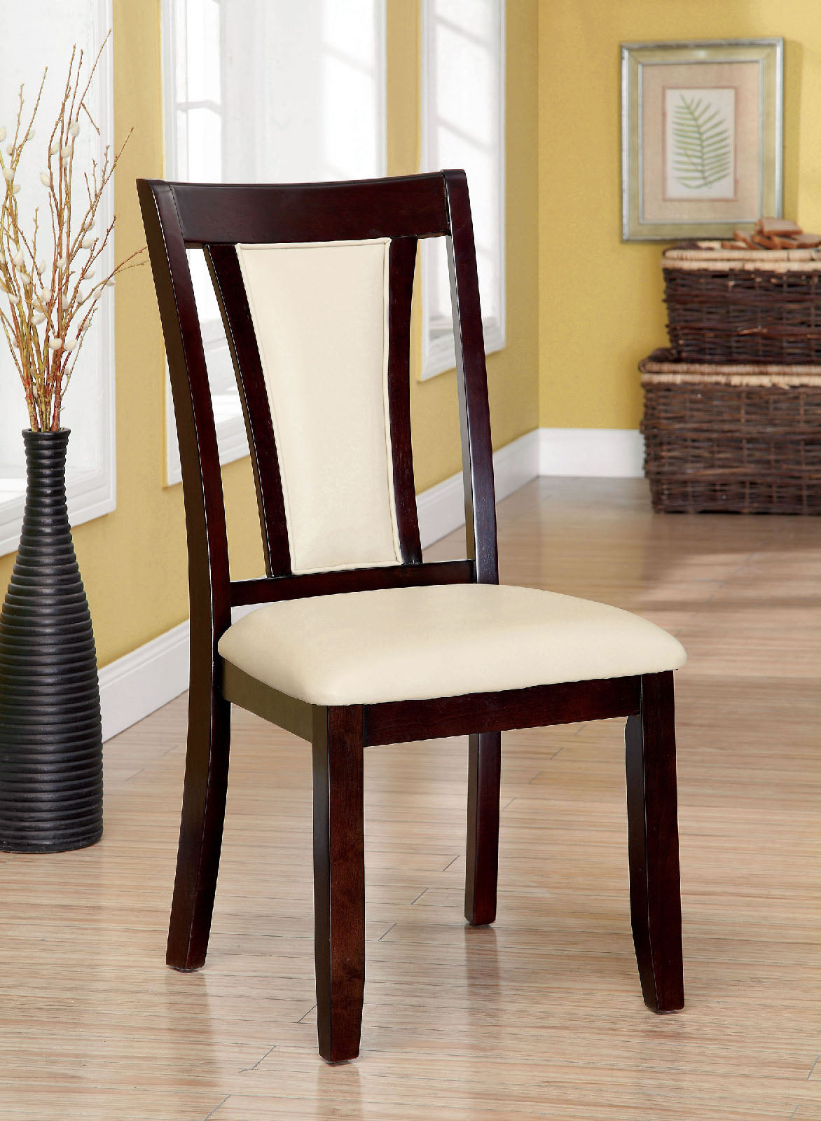 Brent Dark Cherry/Ivory Side Chair from Furniture of America - Luna Furniture