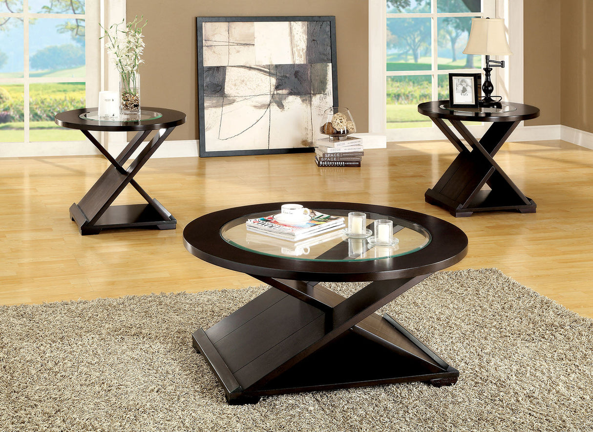 Orbe Espresso 3 Pc. Table Set from Furniture of America - Luna Furniture