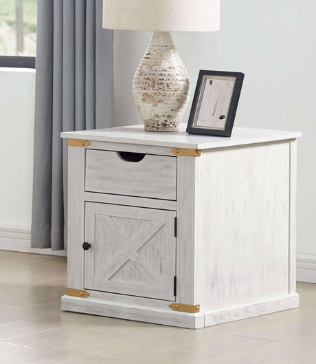 Bacerra Antique White/Gold End table from Furniture of America - Luna Furniture