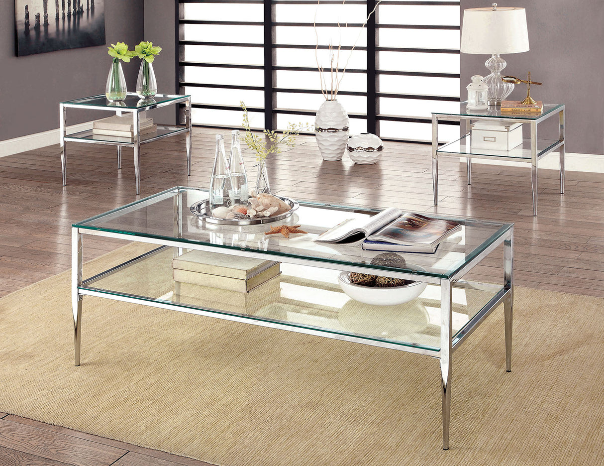 Tanika Chrome End Table from Furniture of America - Luna Furniture