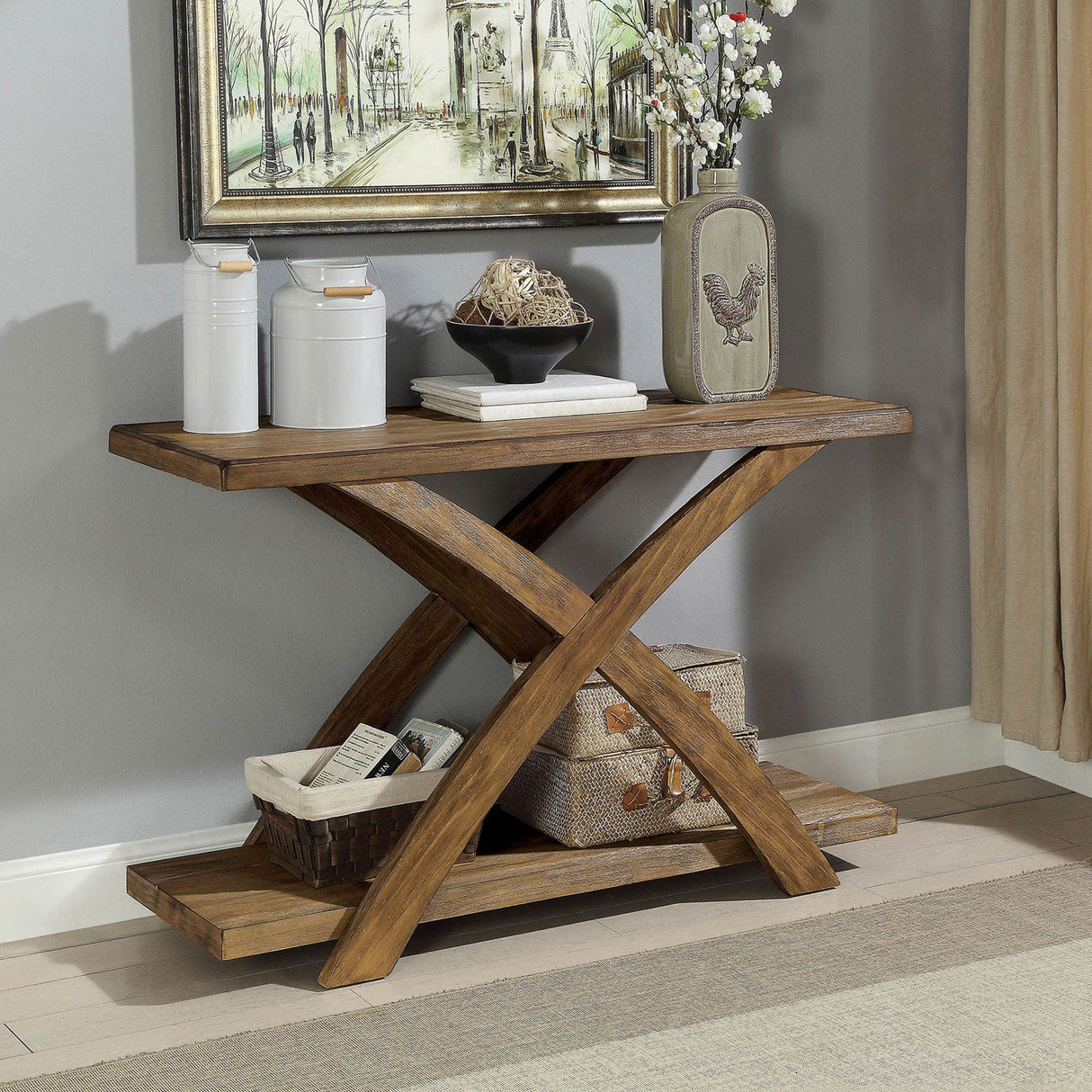 Bryanna Antique Light Oak Sofa Table from Furniture of America - Luna Furniture