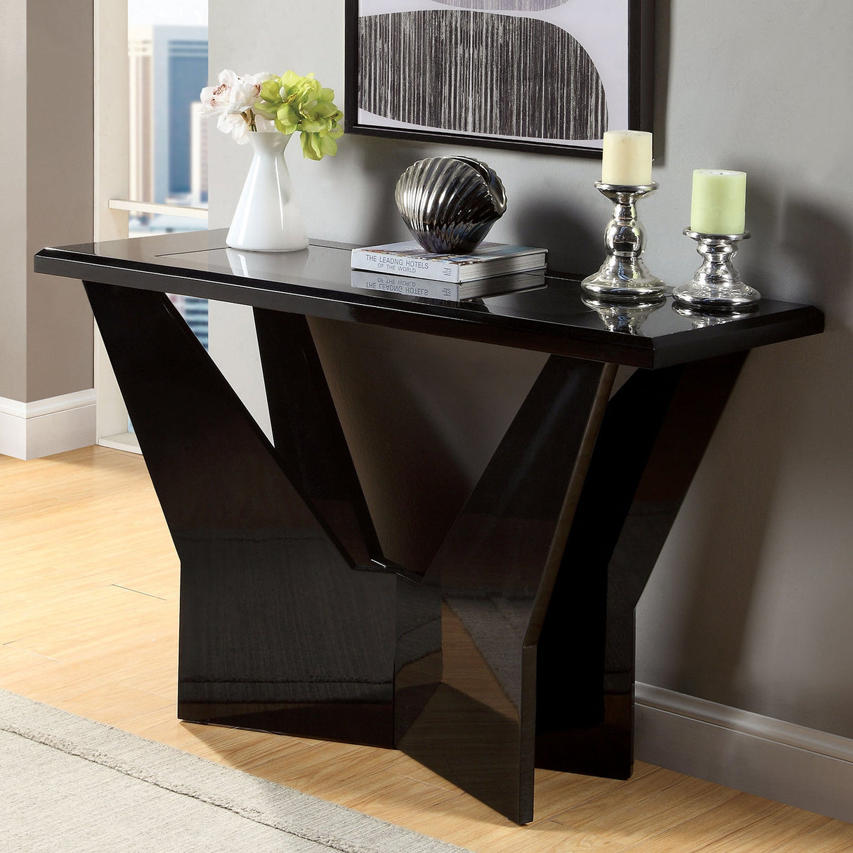 Dubendorf Black Sofa Table from Furniture of America - Luna Furniture