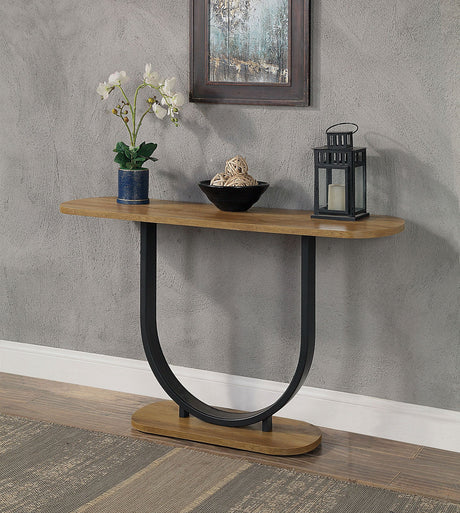 Olbia Rustic Oak/Sand Black Sofa Table from Furniture of America - Luna Furniture