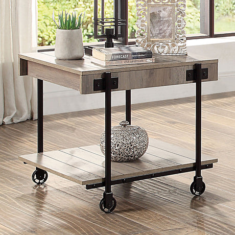 Lobb Natural Tone/Black End Table from Furniture of America - Luna Furniture