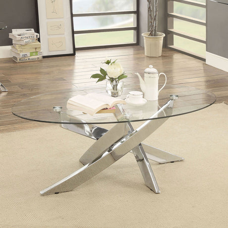 Laila Chrome Coffee Table from Furniture of America - Luna Furniture