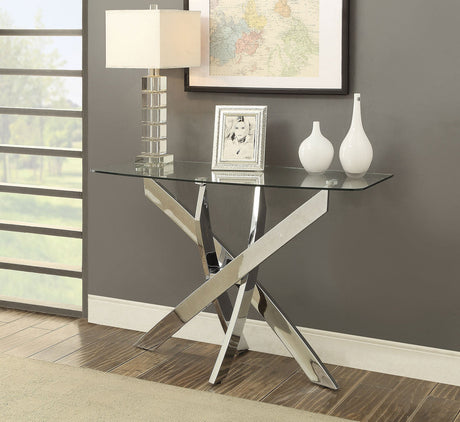 Laila Chrome Sofa Table from Furniture of America - Luna Furniture