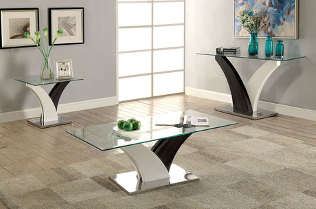 Sloane White/Dark Gray/Chrome End Table from Furniture of America - Luna Furniture