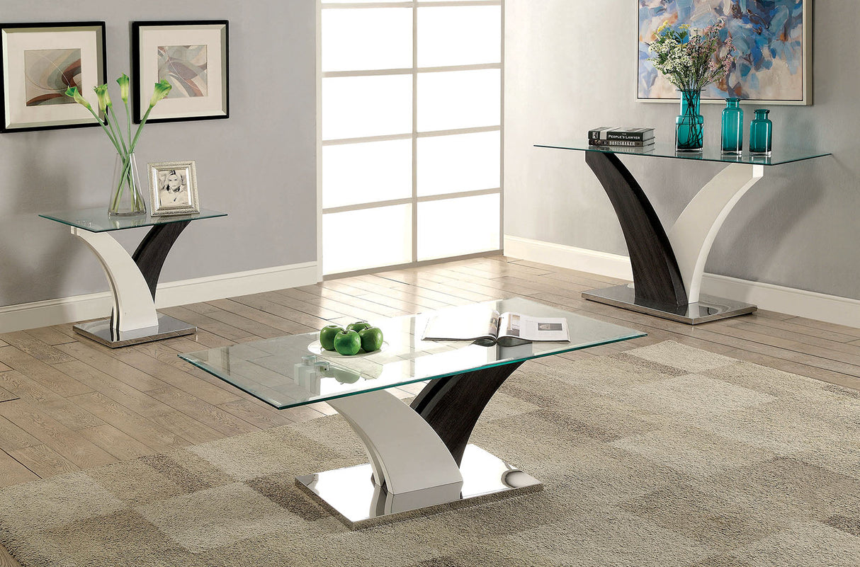 Sloane White/Dark Gray/Chrome Coffee Table from Furniture of America - Luna Furniture