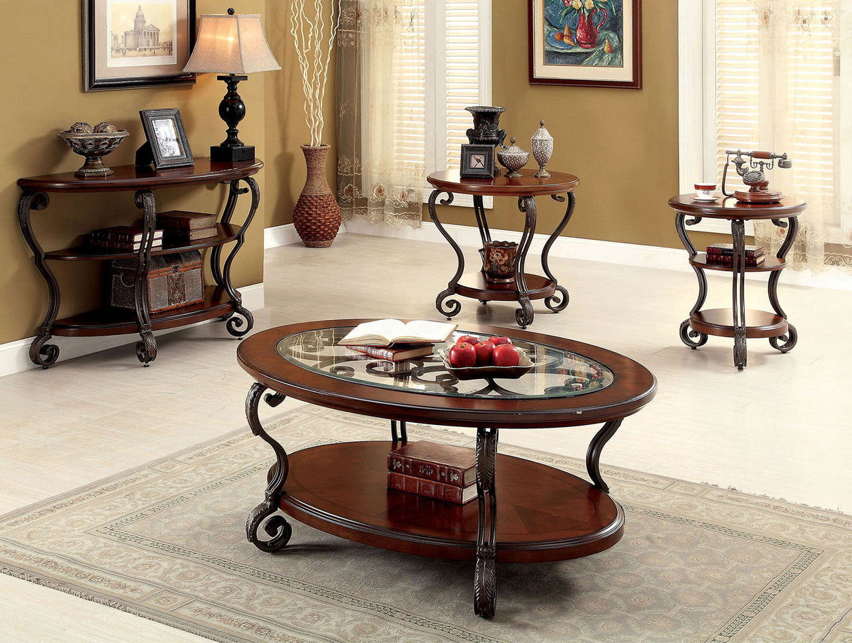 May Brown Cherry Side Table from Furniture of America - Luna Furniture