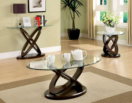 Atwood Dark Walnut Oval Sofa Table from Furniture of America - Luna Furniture