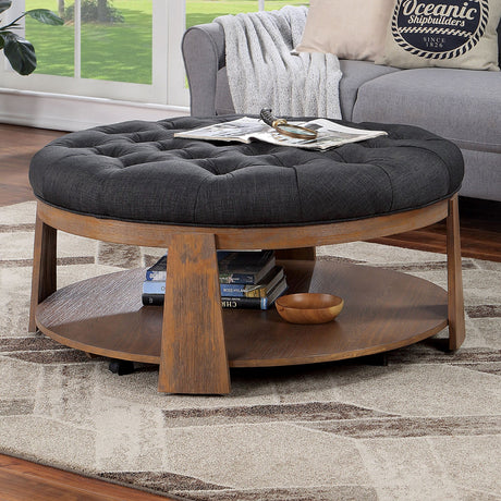 Guis Natural/Dark Gray Ottoman from Furniture of America - Luna Furniture