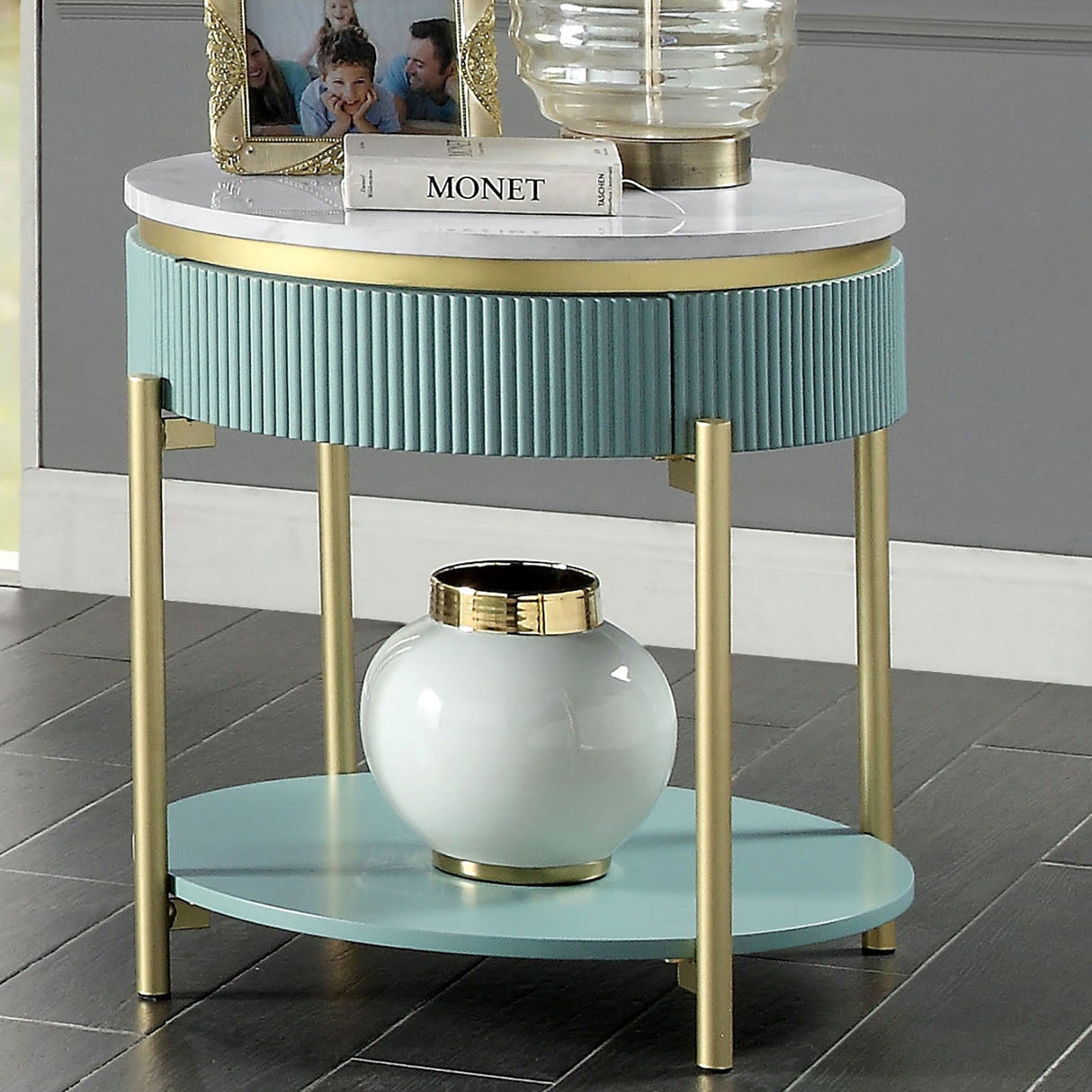 Koblenz Light Teal End Table from Furniture of America - Luna Furniture