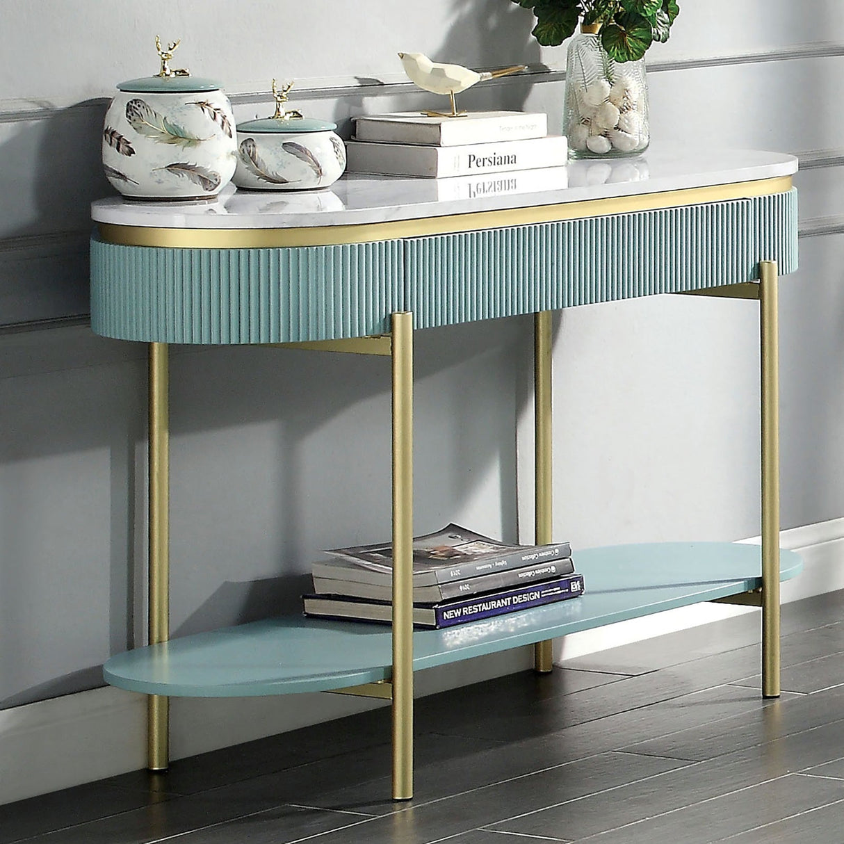 Koblenz Light Teal Sofa Table from Furniture of America - Luna Furniture