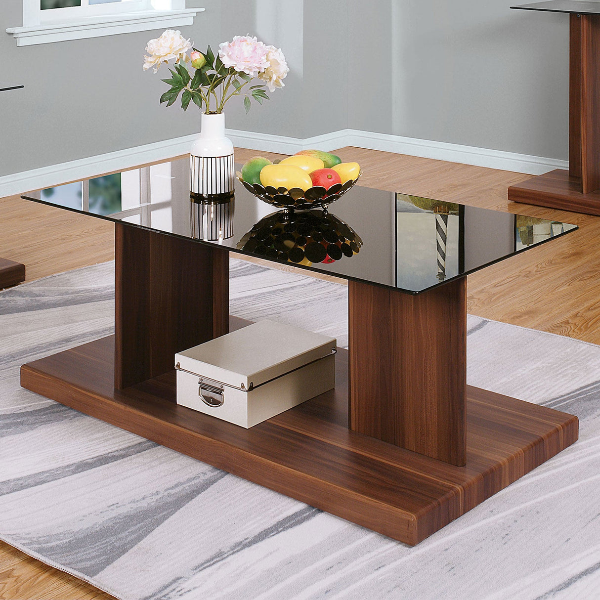 Mannedorf Black/Dark Walnut Coffee Table from Furniture of America - Luna Furniture