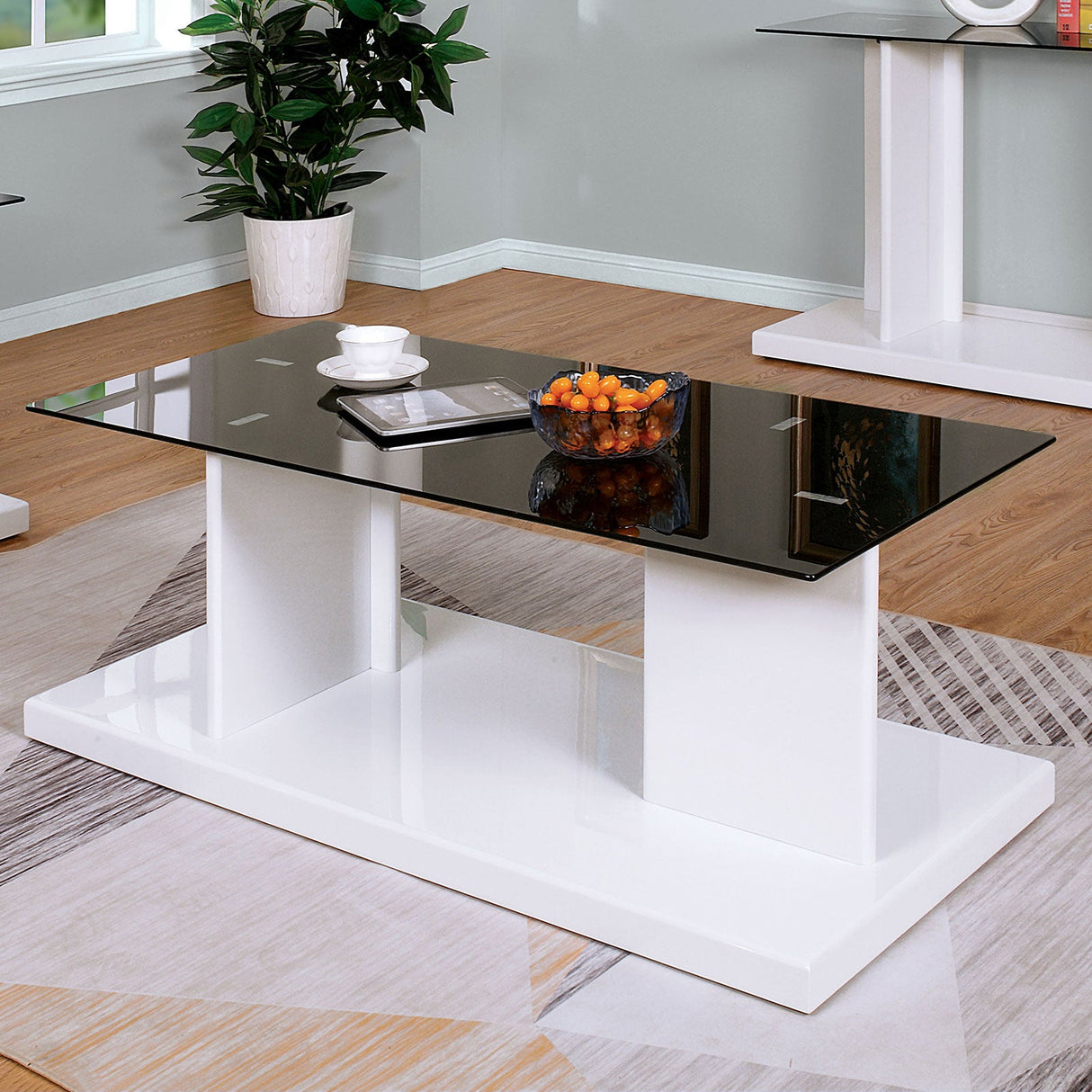 Mannedorf Black/White Coffee Table from Furniture of America - Luna Furniture