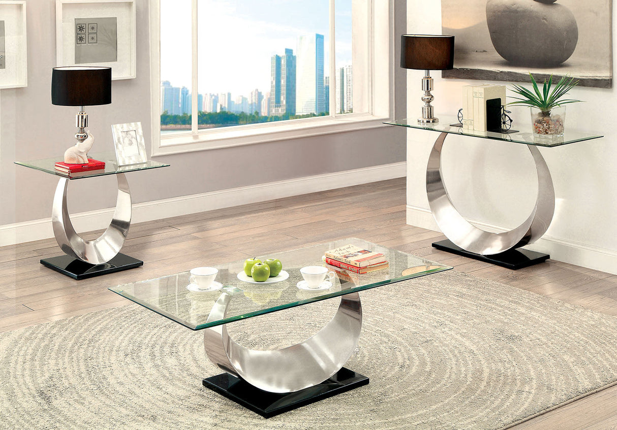 Orla Satin Plated/Black Coffee Table from Furniture of America - Luna Furniture