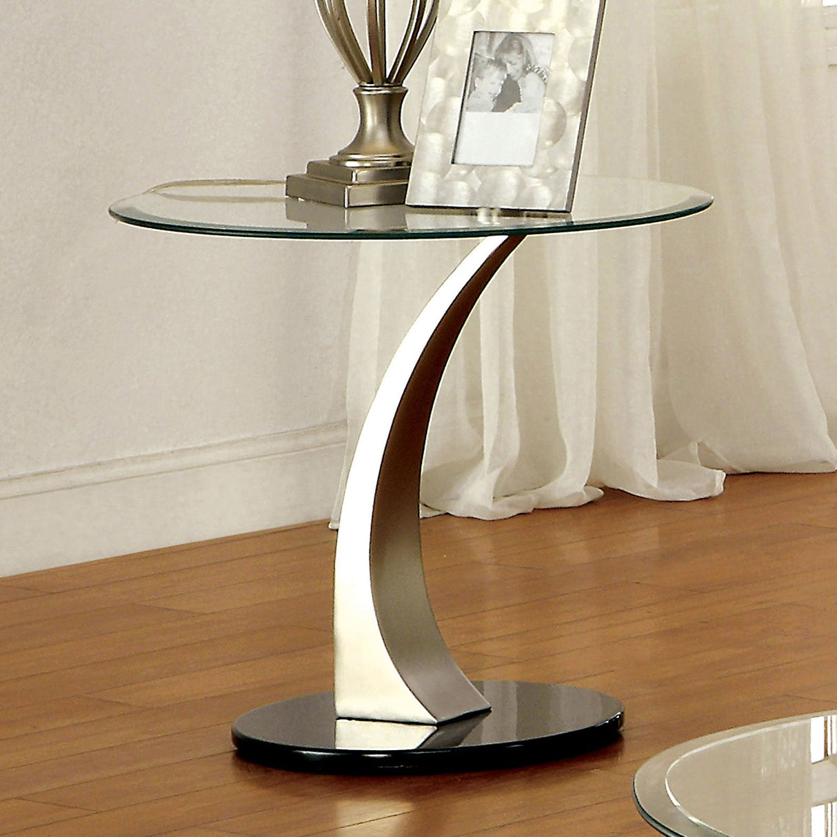 Valo Satin Plated/Black End Table from Furniture of America - Luna Furniture