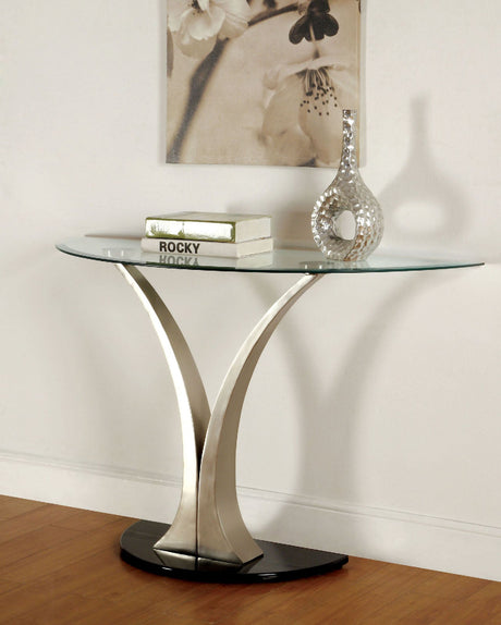 Valo Satin Plated/Black Sofa Table from Furniture of America - Luna Furniture