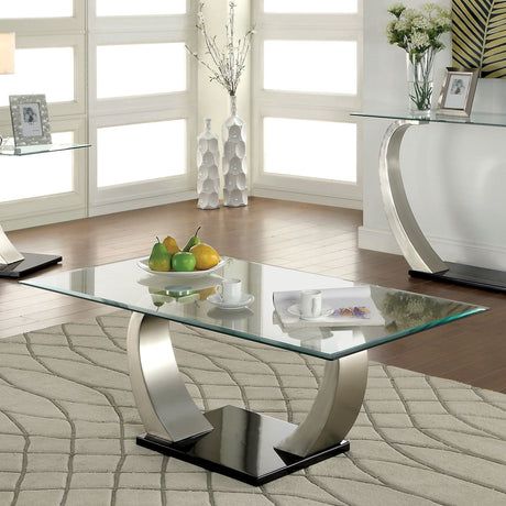 Roxo Satin Plated/Black Coffee Table from Furniture of America - Luna Furniture