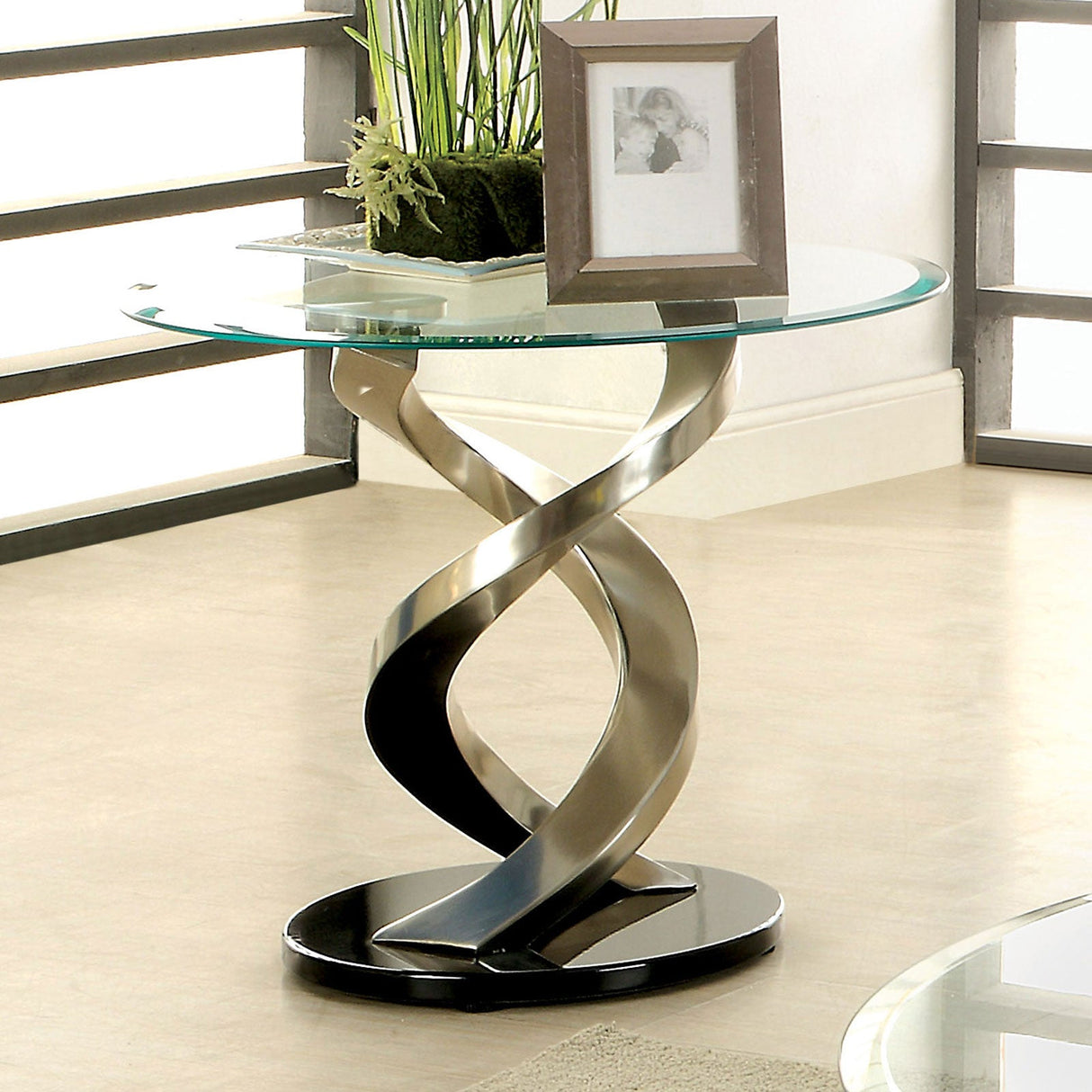 Nova Satin Plated/Black End Table from Furniture of America - Luna Furniture