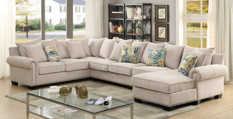 Skyler Beige Sectional from Furniture of America - Luna Furniture