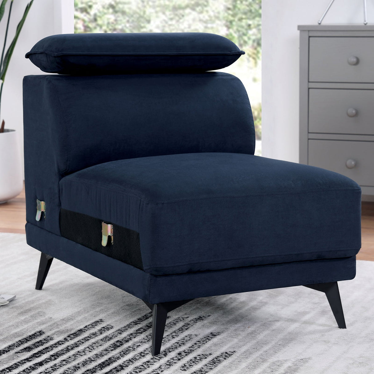 Napanee Navy Armless Chair from Furniture of America - Luna Furniture