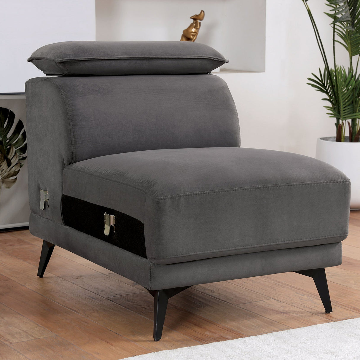 Napanee Dark Gray Armless Chair from Furniture of America - Luna Furniture