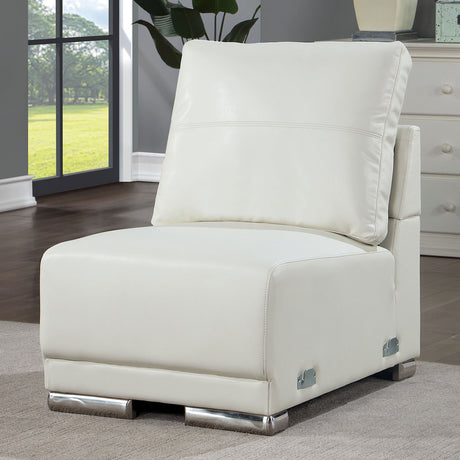 Althea White Armless Chair from Furniture of America - Luna Furniture