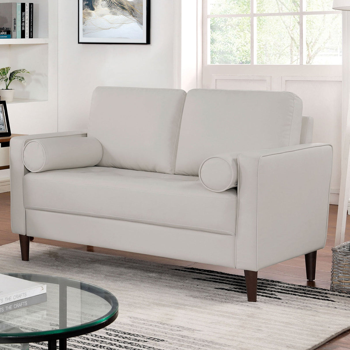 Horgen Off-White Loveseat from Furniture of America - Luna Furniture