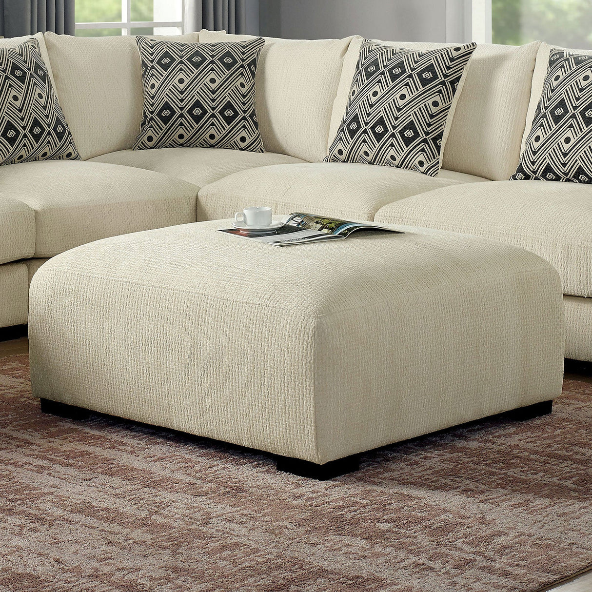 Kaylee Beige Ottoman from Furniture of America - Luna Furniture