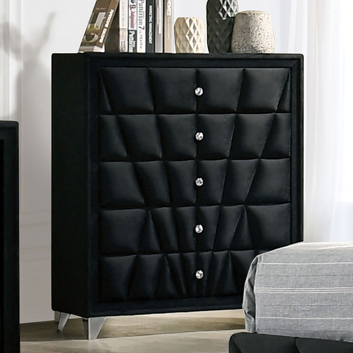 Carissa Black Chest from Furniture of America - Luna Furniture