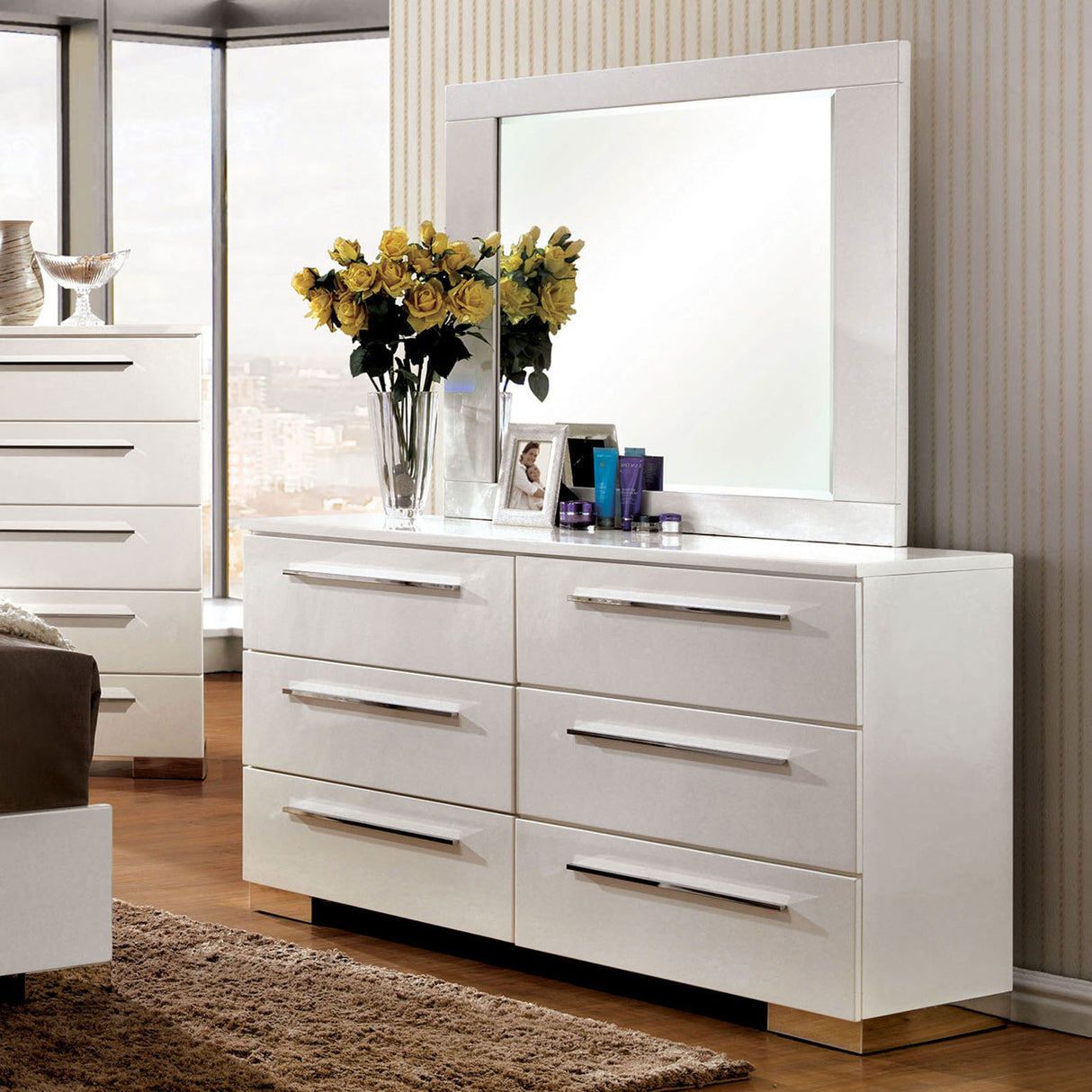 Clementine Glossy White Dresser from Furniture of America - Luna Furniture