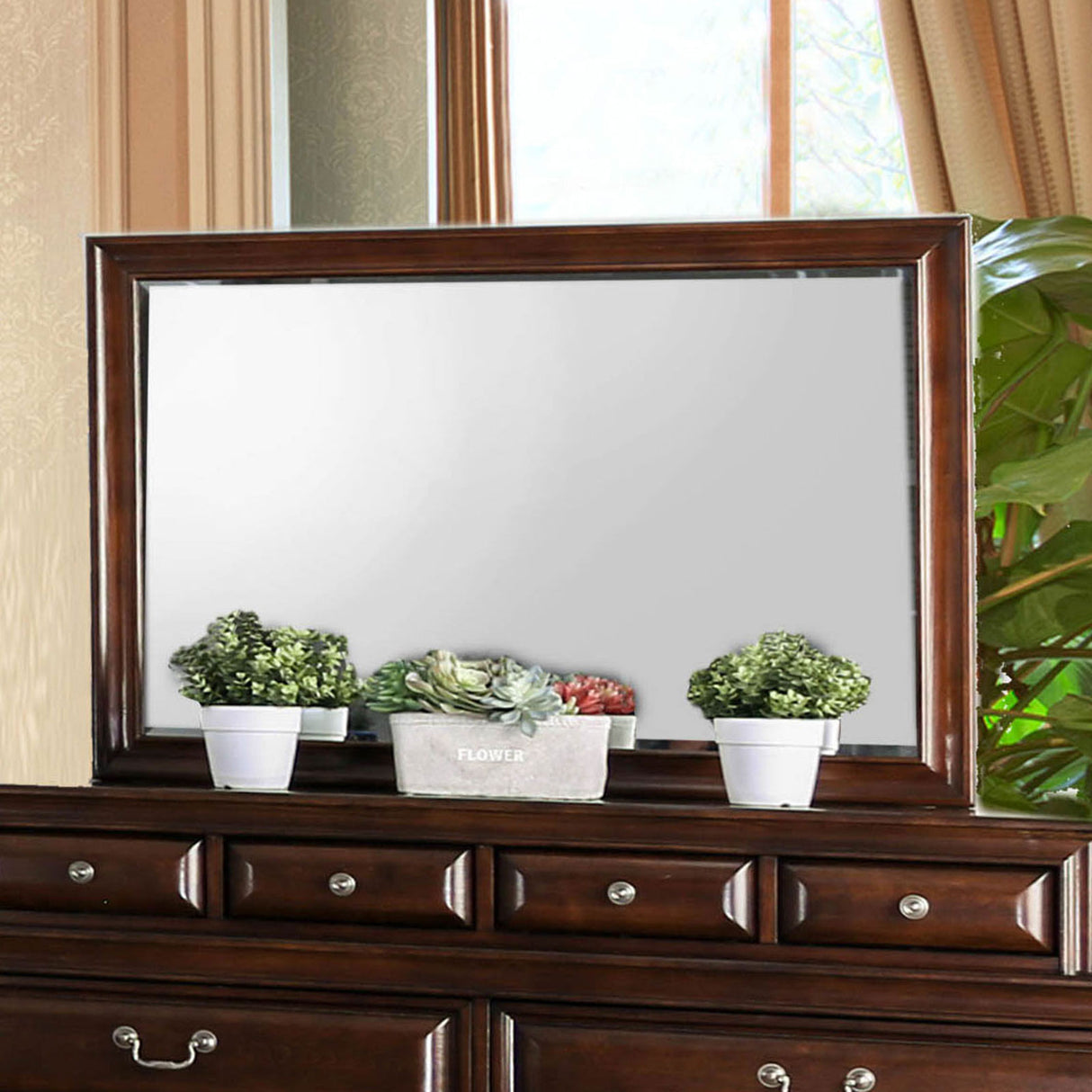 Brandt Brown Cherry Mirror from Furniture of America - Luna Furniture