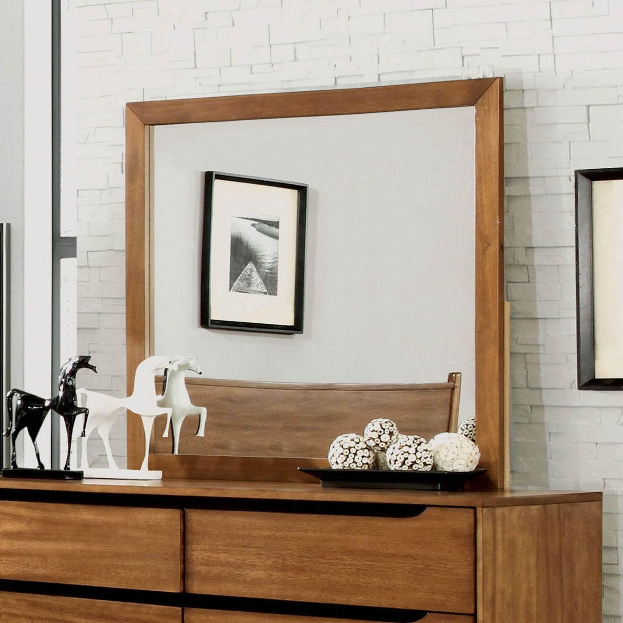 Lennart Oak Mirror from Furniture of America - Luna Furniture