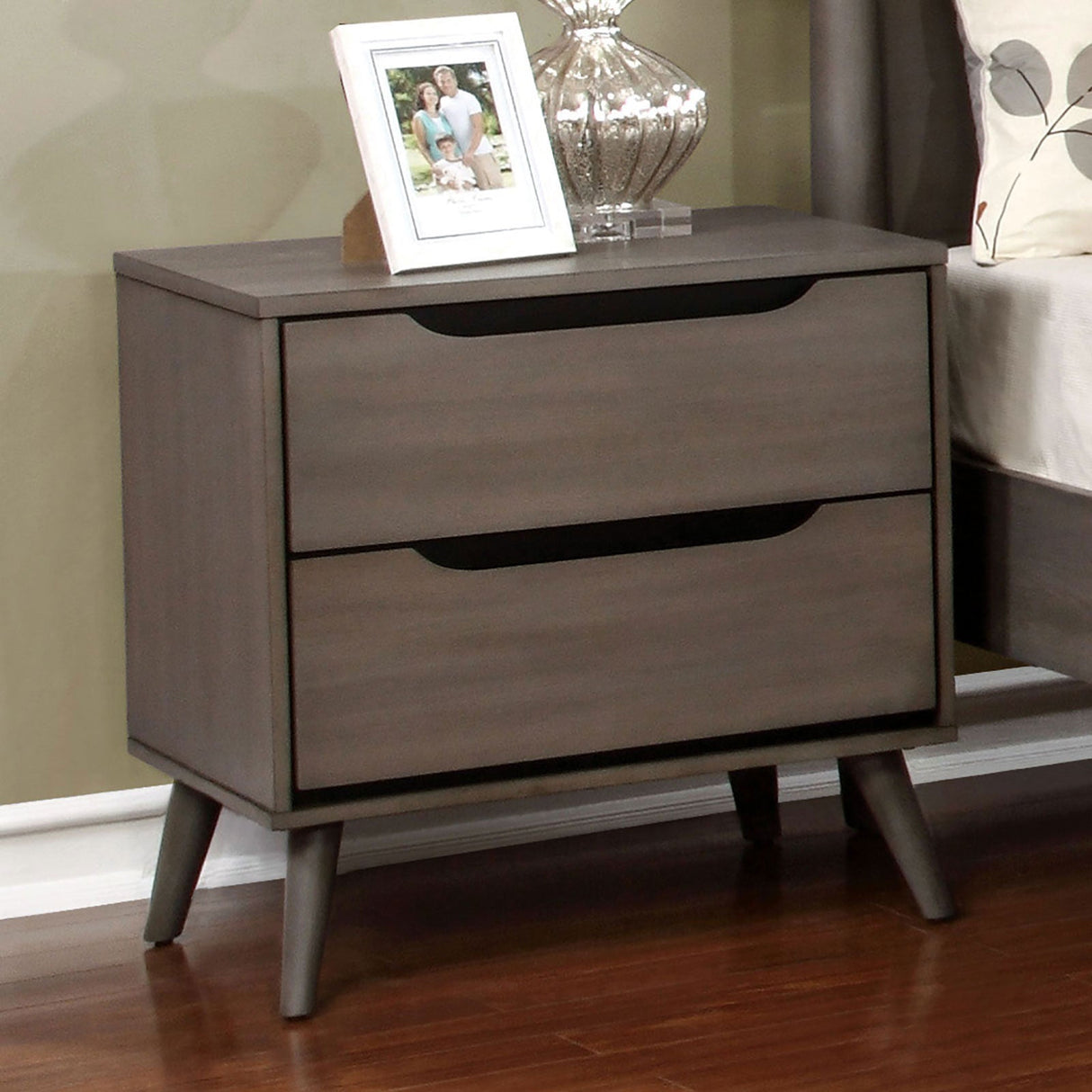 Lennart Gray Night Stand from Furniture of America - Luna Furniture