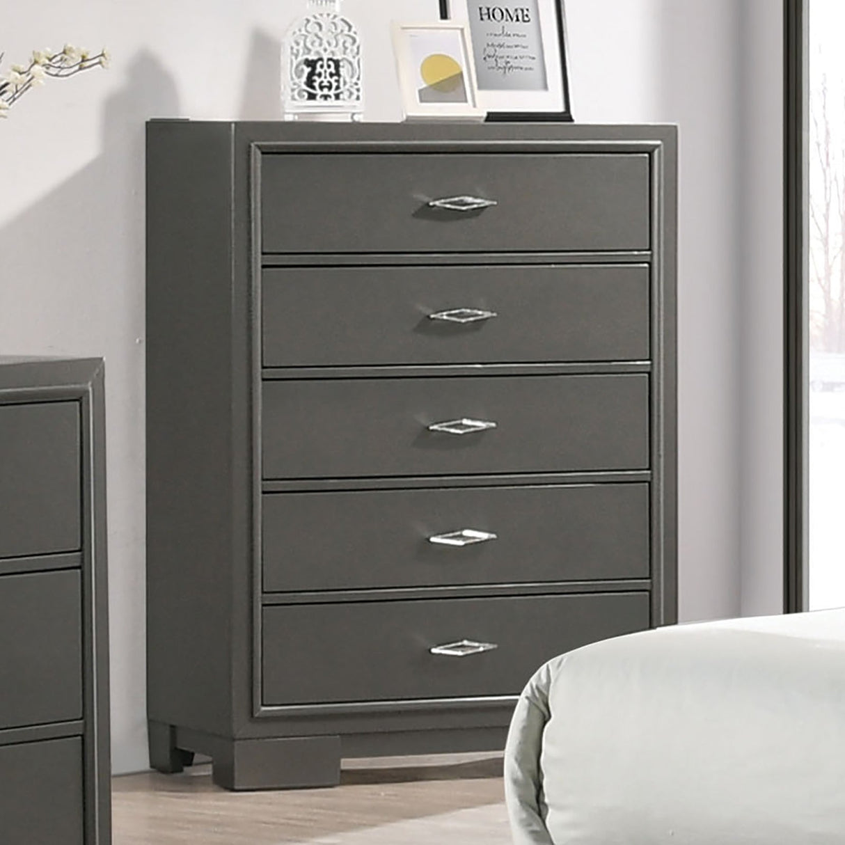 Alison Metallic Gray Chest from Furniture of America - Luna Furniture