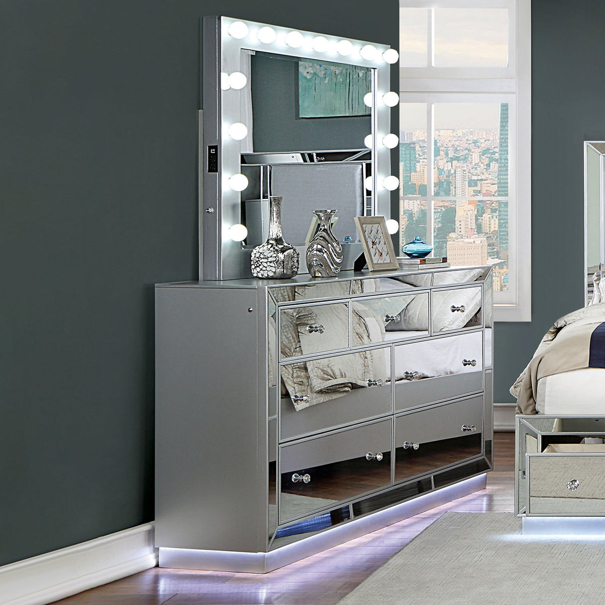 Belladonna Silver Dresser from Furniture of America - Luna Furniture