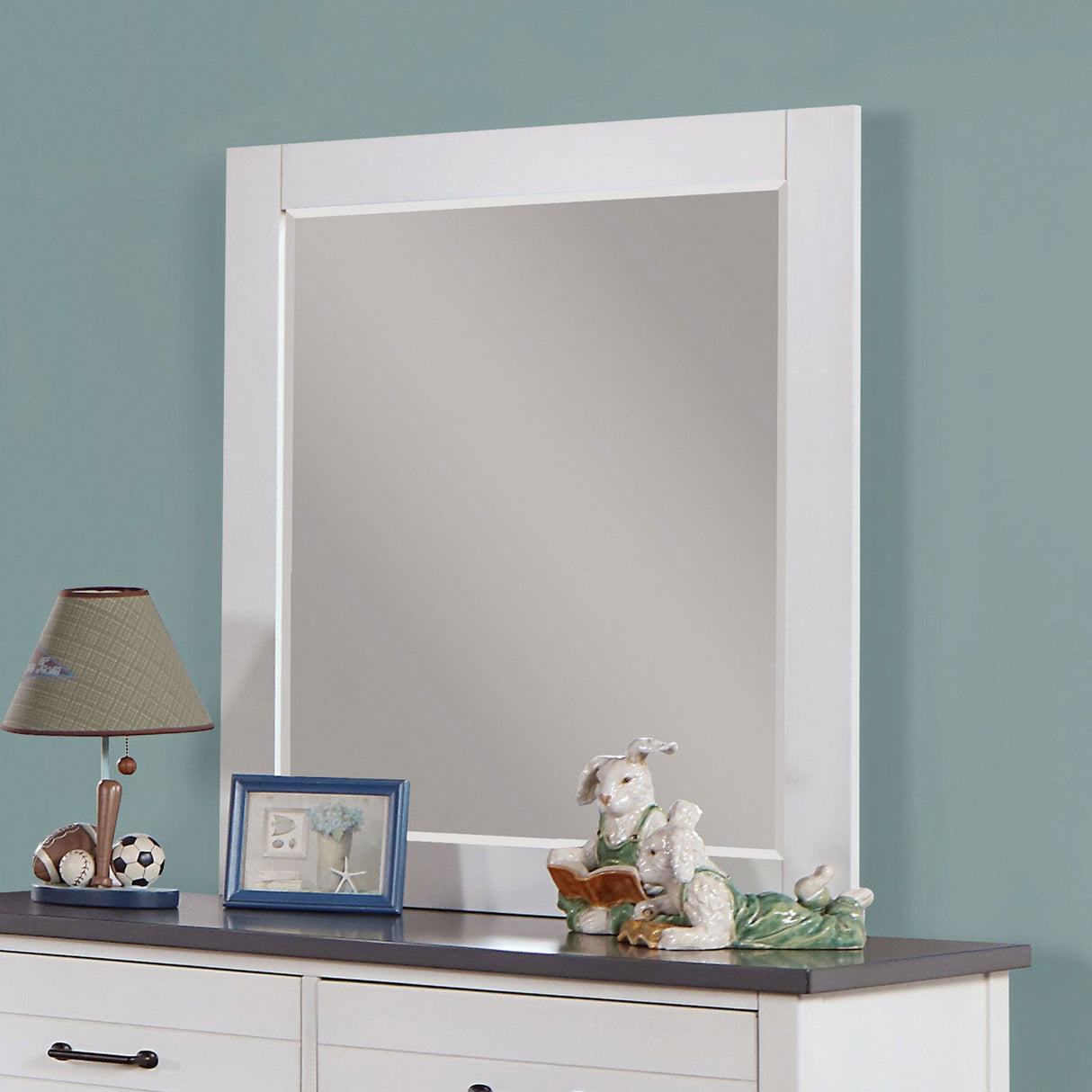 Priam White/Gray Mirror from Furniture of America - Luna Furniture